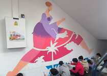 Las y los escolares de Peñíscola participan en la realización de una pintura mural, este mes, con motivo del Día Internacional de la Mujer